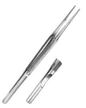 TYİNG  MİKRO FORSEPS TIRTIL SAPLI EĞRİ 0,8MM 15 CM